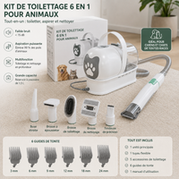 Sèche-Poils & Aspirateur Toilettage 7-en-1 pour Chien et Chat – 13000Pa