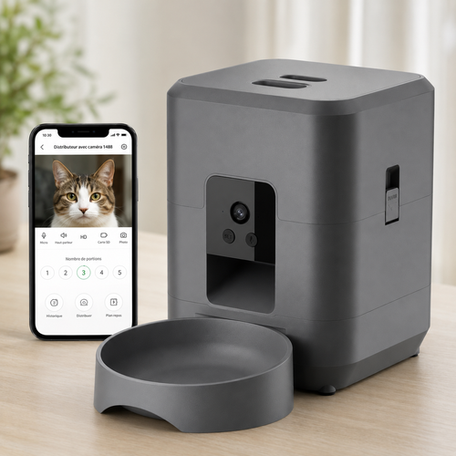 Distributeur de Nourriture Connecté pour Chien et Chat – Wi-Fi & Caméra, 2L