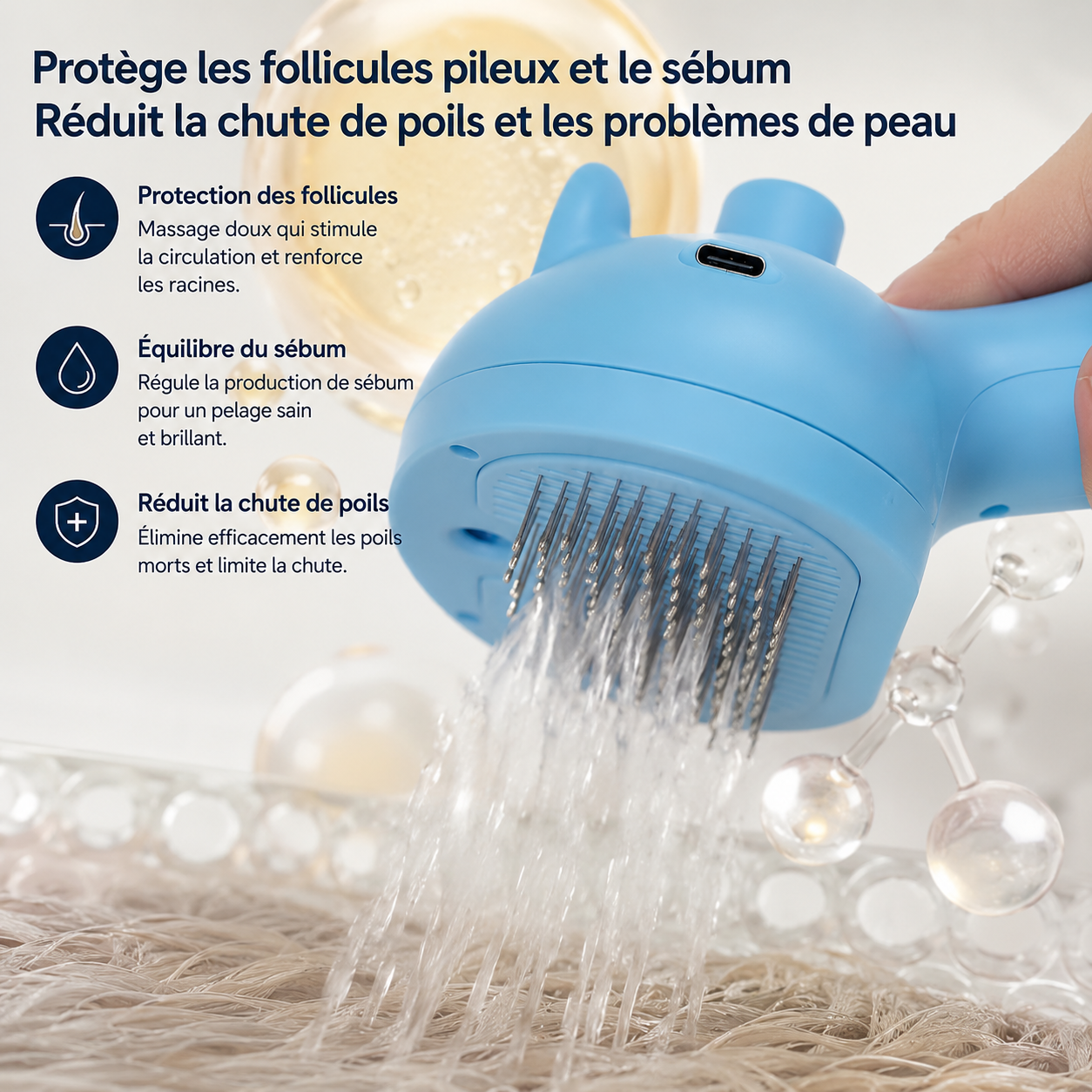Peigne Autonettoyant pour Chien et Chat – Brosse à Vapeur Électrique Multifonction