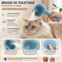 Peigne Autonettoyant pour Chien et Chat – Brosse à Vapeur Électrique Multifonction