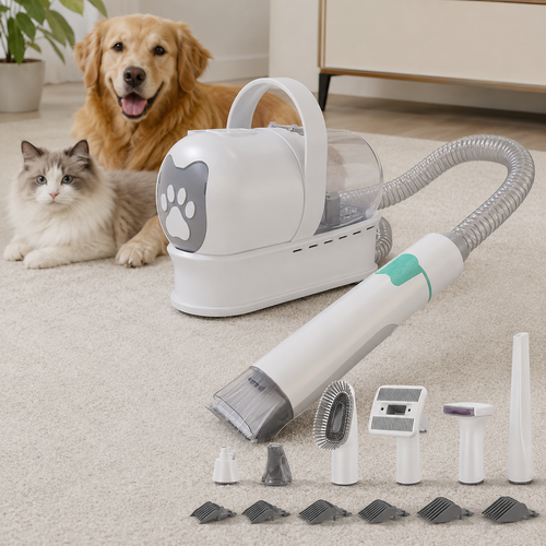 Sèche-Poils & Aspirateur Toilettage 7-en-1 pour Chien et Chat – 13000Pa