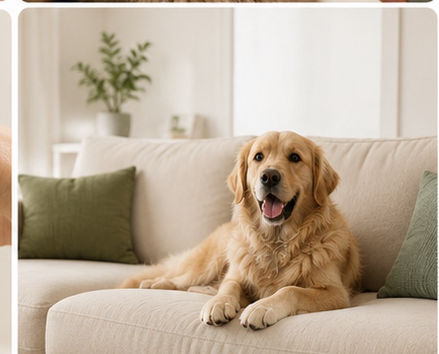 Golden Retriever détendu dans un intérieur propre